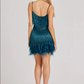 Sexy Tassel Sleeveless Clothes Club Party Celebrity Dress in Emarald,Blue and Golden