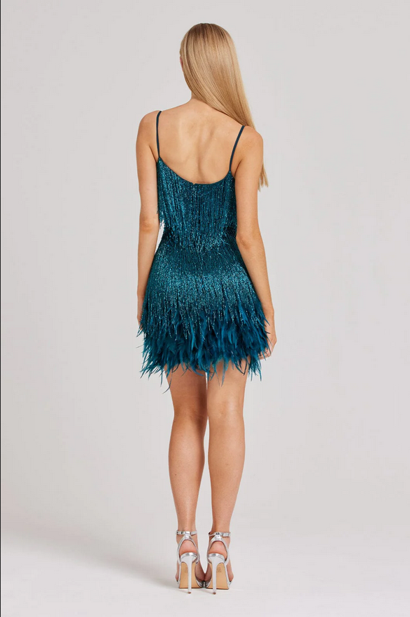 Sexy Tassel Sleeveless Clothes Club Party Celebrity Dress in Emarald,Blue and Golden