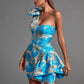 Jacquard blue Elegant Sexy Midi Evening Dress