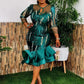 Emerald Sequin plus size Outfits Evening Gown