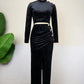 BLACK VELVEL TWO PIECE TOPS AND SKIRT  FOR PLUS SIZE WOMAN