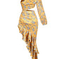 YELLOW ONE SHOULDER CUT OUT MAXI FLOWERS DRESS