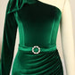 Dark Green Bodycon Sexy Slit Evening Velvet Party Event Plus Size Outfits